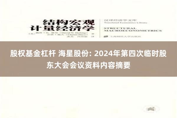 股权基金杠杆 海星股份: 2024年第四次临时股东大会会议资料内容摘要